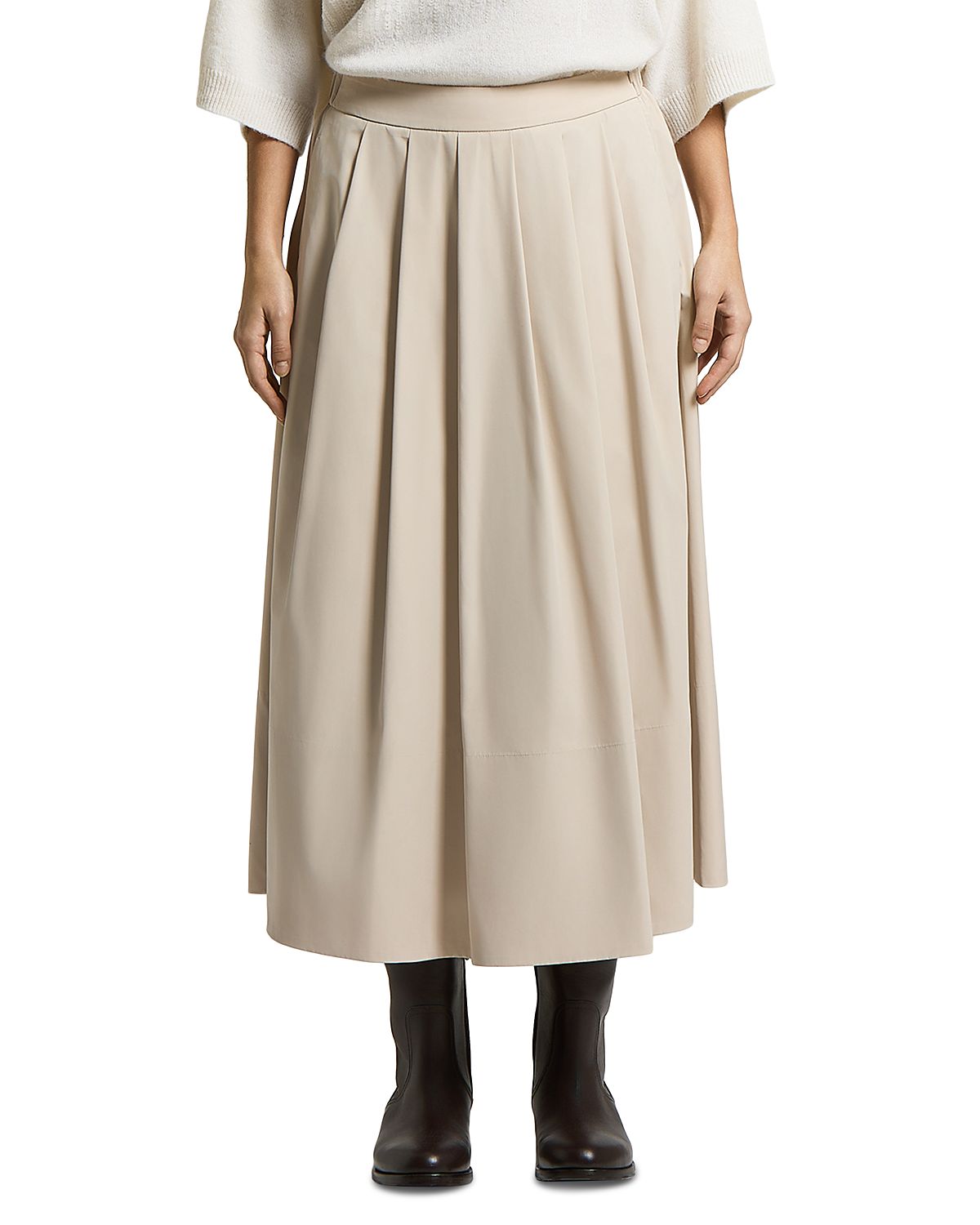 Peserico Matte Microfiber Pleated Midi Skirt