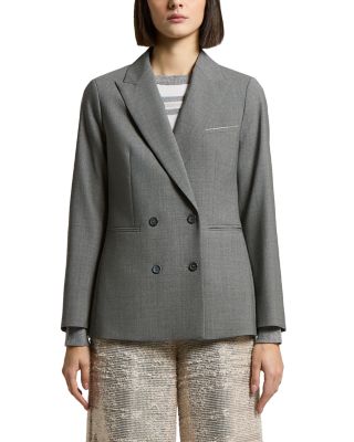 Tropical Bi Stretch Worsted Wool Woman Double Breasted Blazer Jacket