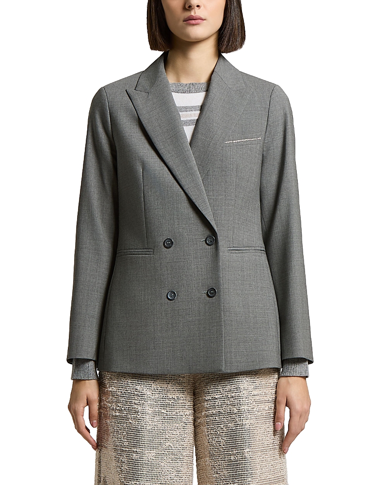 Peserico Tropical Bi Stretch Worsted Wool Woman Double Breasted Blazer Jacket