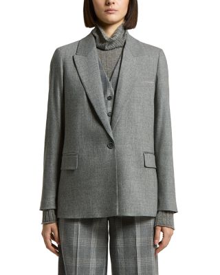 Woman Jacket in Stretch Cashmere and Wool Flannel