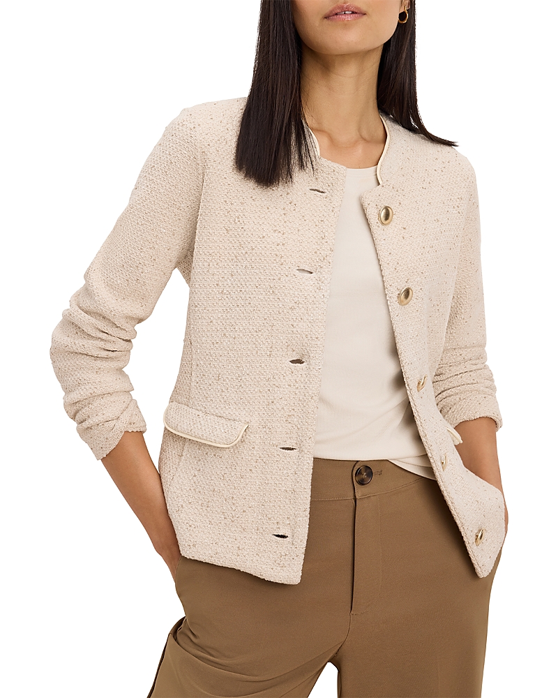Nic+Zoe Trimmed Weave Mixed Knit Jacket