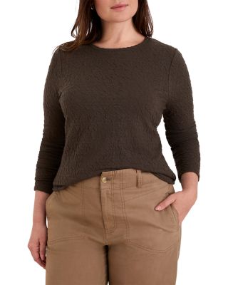 Plus Crinkle Knit Long Sleeve Top