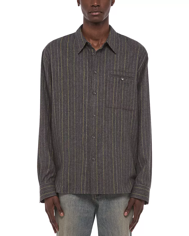 Helmut Lang Relaxed Wool Blend Striped Shirt
