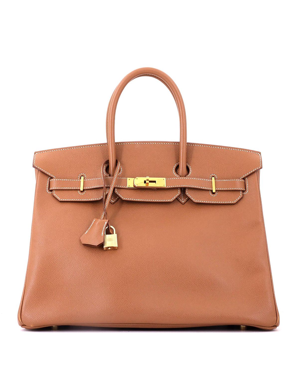 Pre-Owned HERMES Birkin 35 Handbag Brown Courchevel with Gold Hardware