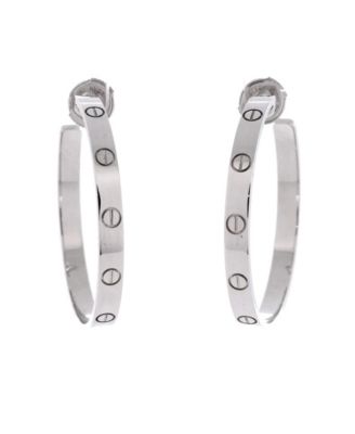 Pre-Owned Cartier Large Love Hoop Earrings 18K White Gold