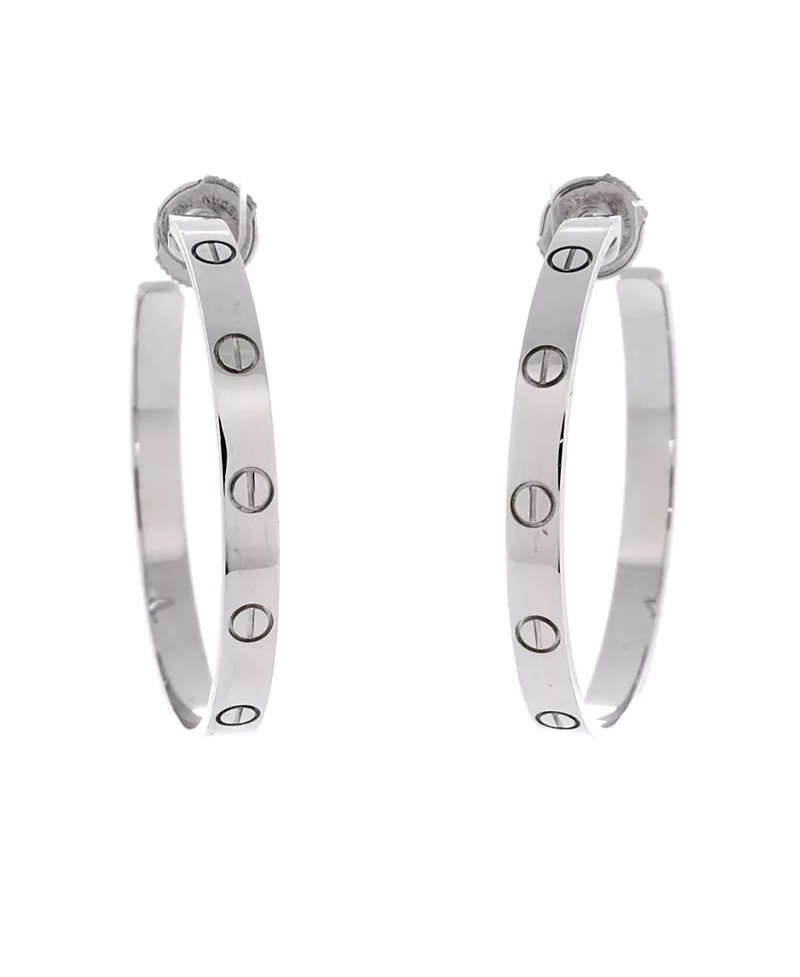 Pre-Owned Cartier Large Love Hoop Earrings 18K White Gold