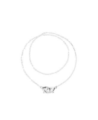  Long Sterling Silver-Plated Necklace with Interlocking Carabiner Detail