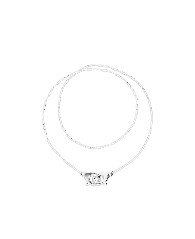 UNOde50 Long Sterling Silver-Plated Necklace with Interlocking Carabiner Detail