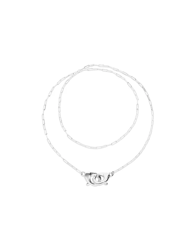 UNOde50 Long Sterling Silver-Plated Necklace with Interlocking Carabiner Detail