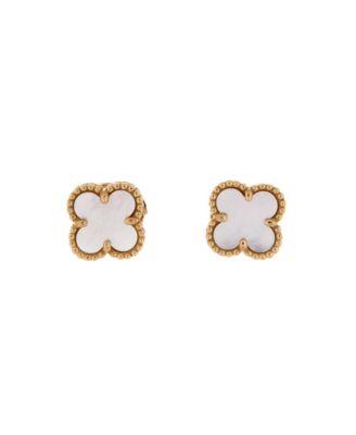  Sweet Alhambra Stud Earrings 18K Gold and Mother of Pearl