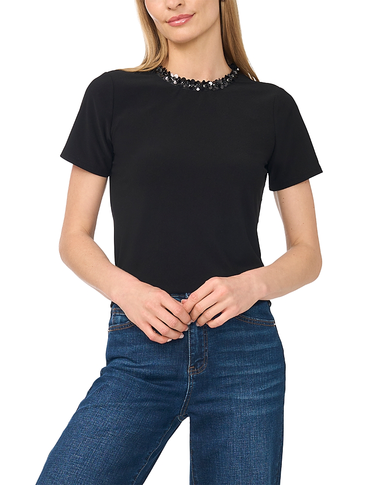 CeCe Embellished Crewneck Top