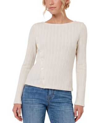 Boat Neck Jacquard Rib Knit Sweater