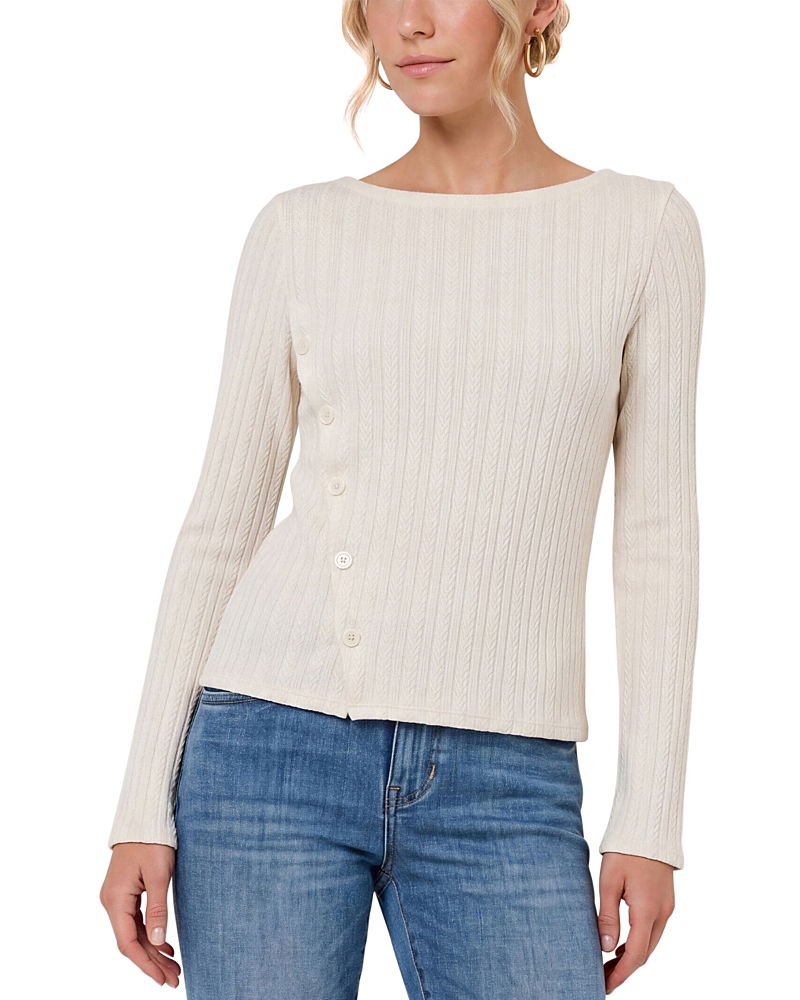 Liverpool Los Angeles Boat Neck Jacquard Rib Knit Sweater