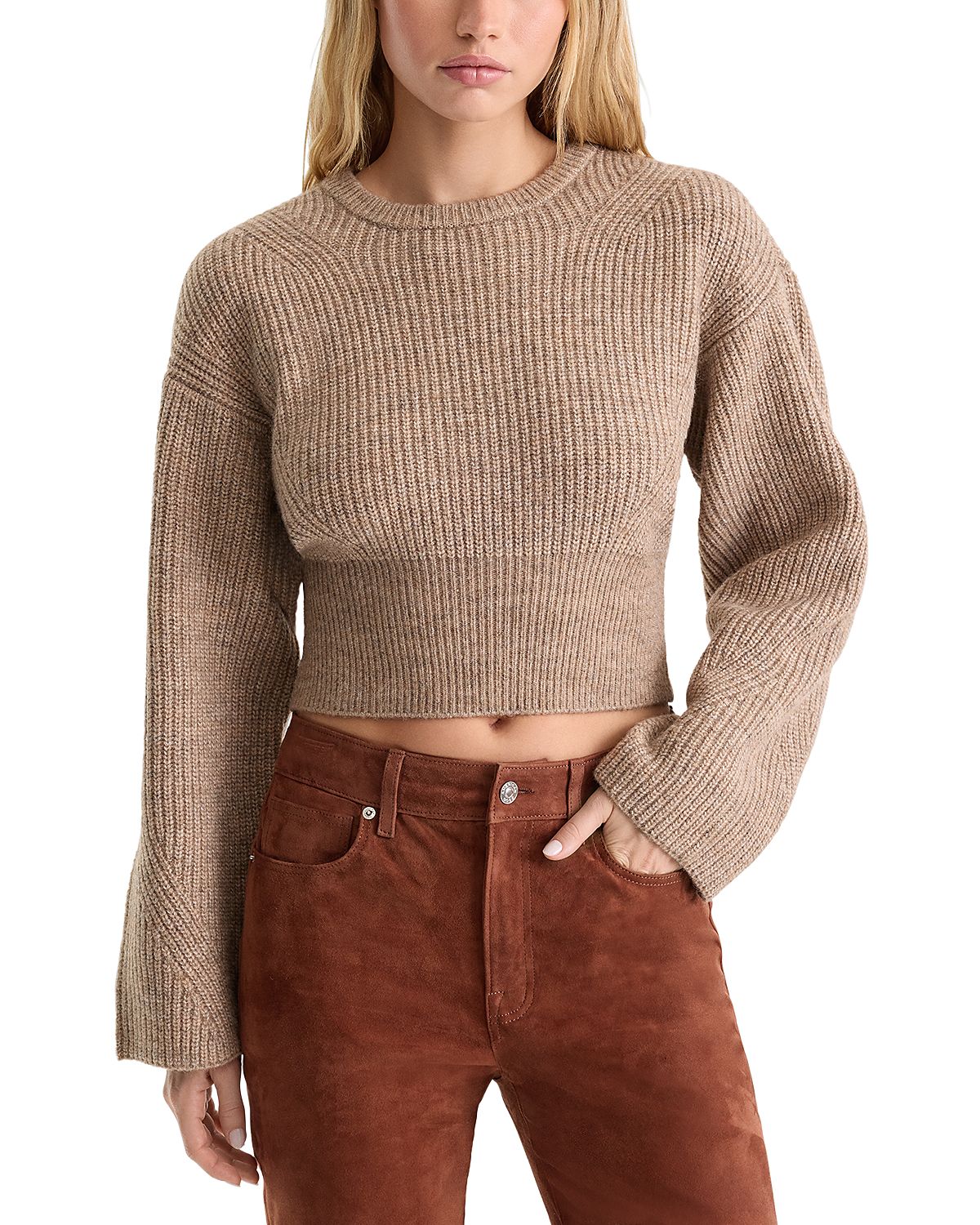 Good American The Chunky Knit Crop Sweater