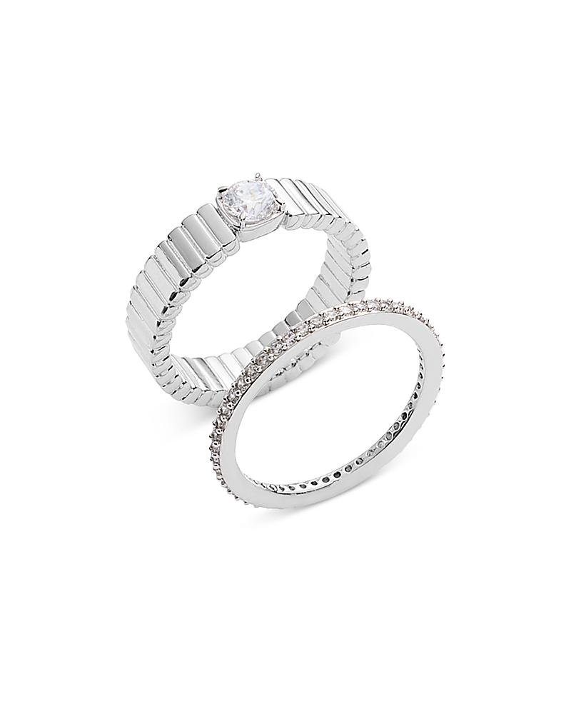 Nadri Delancy Solitaire Ring Stack, Set of 2