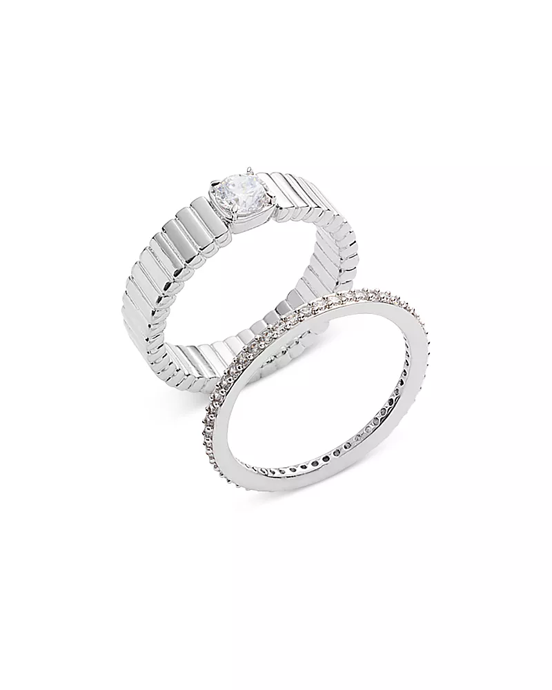 Nadri Delancy Solitaire Ring Stack, Set of 2