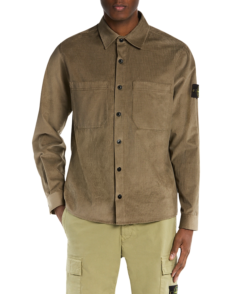 Stone Island Logo Patch Cotton Corduroy Overshirt