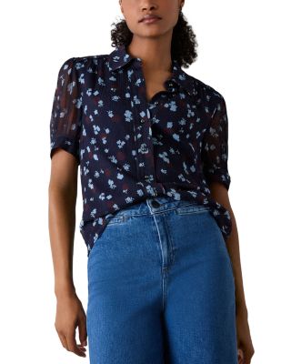 Mixed Dot Flower Print Shirt 