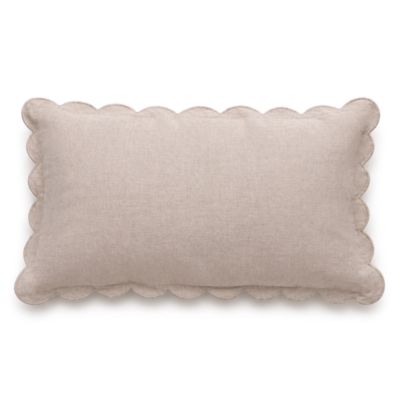Kelly Linen Scalloped Throw Pillow, 14" x 24"