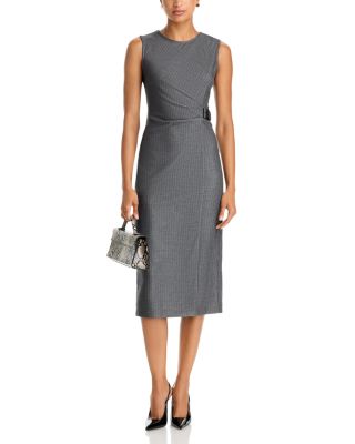 Pinstripe Sleeveless Midi Dress - Exclusive - thumbnail 2
