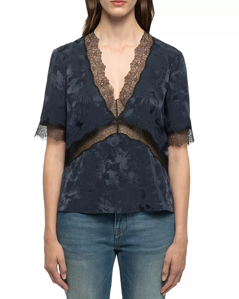 Zadig & Voltaire Tedoxa Jacqurd Horses Silk Top