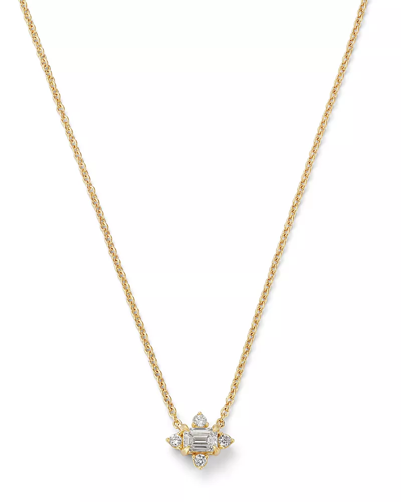 Moon & Meadow 10K Yellow Gold Lab Grown Diamond Cluster Pendant Necklace, 0.25 tcw