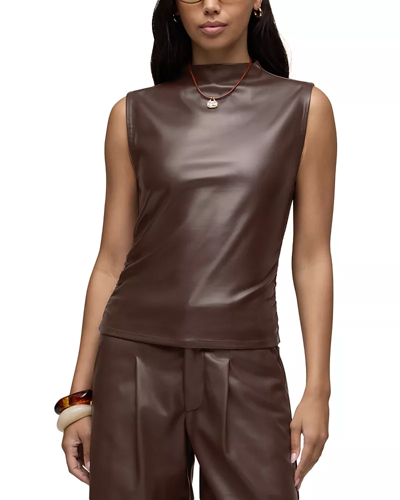 Hudson Faux Leather Side Ruched Top