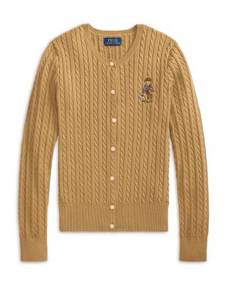 Girls' Polo Bear Mini Cable Cotton Cardigan - Little Kid, Big Kid