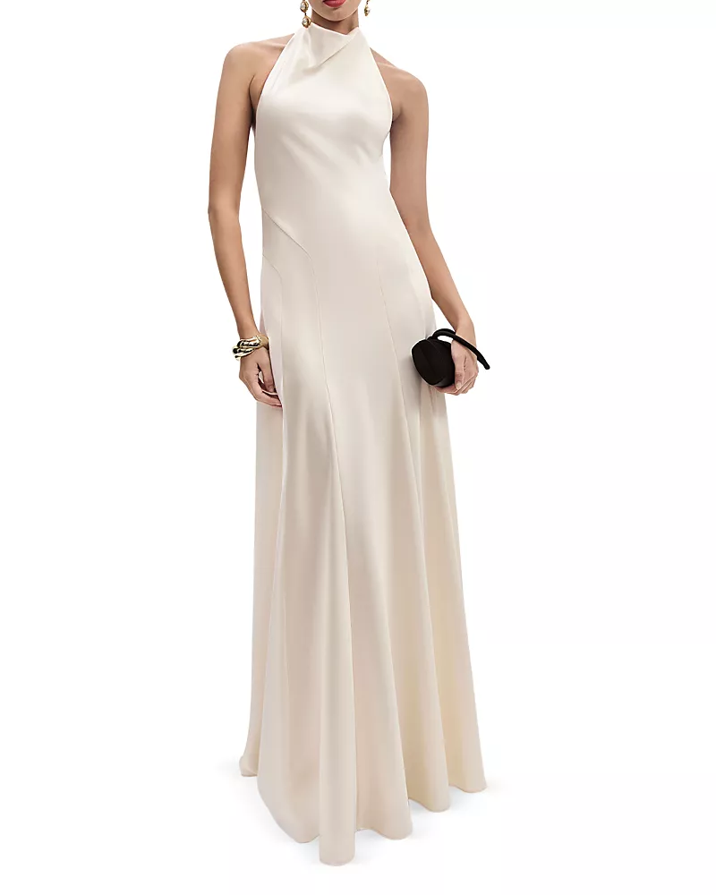 Reformation Roy Satin Halter Gown