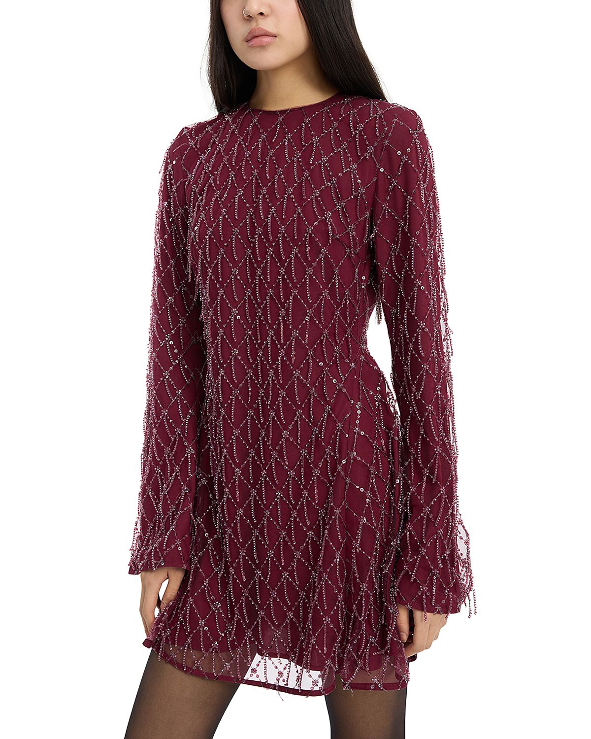 Rotate Sequins Mini Flared Dress