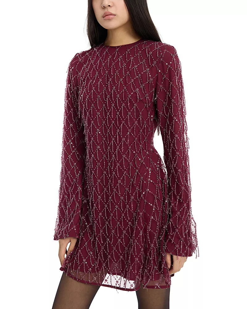 Rotate Sequins Mini Flared Dress