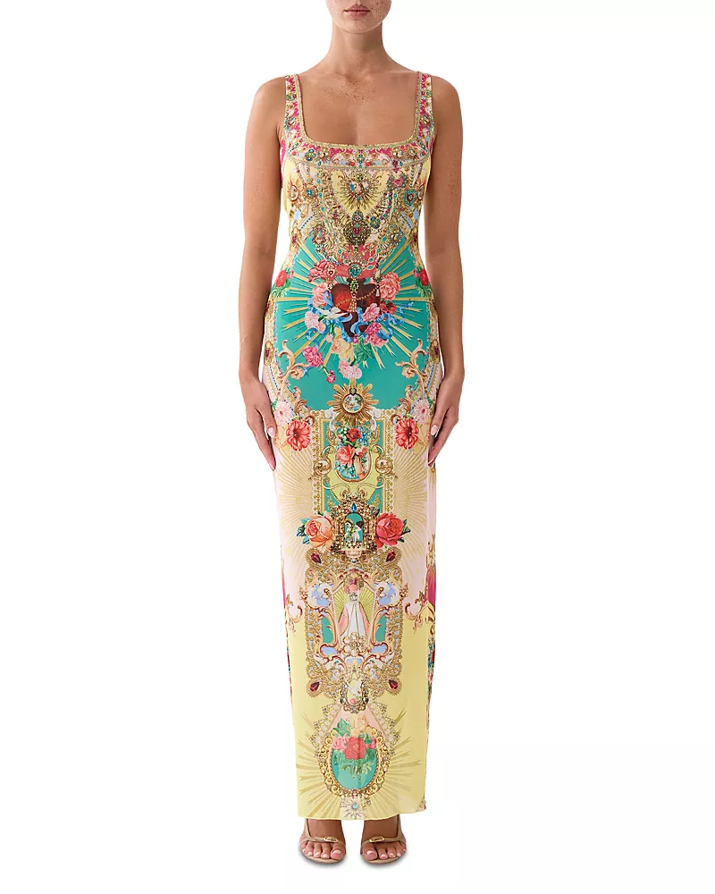 Camilla Square Neck Beach Maxi Dress Cover Up