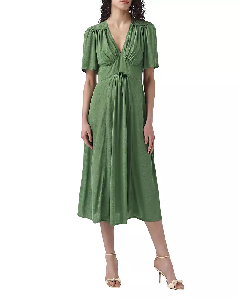 Ghost London Rosalie Angel Sleeve Crepe Midi Dress