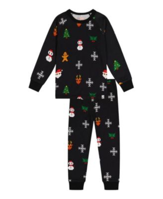  Boys' Christmas Pixel Organic Cotton Top Pants Two Piece Pajama Set - Little Kid, Big Kid