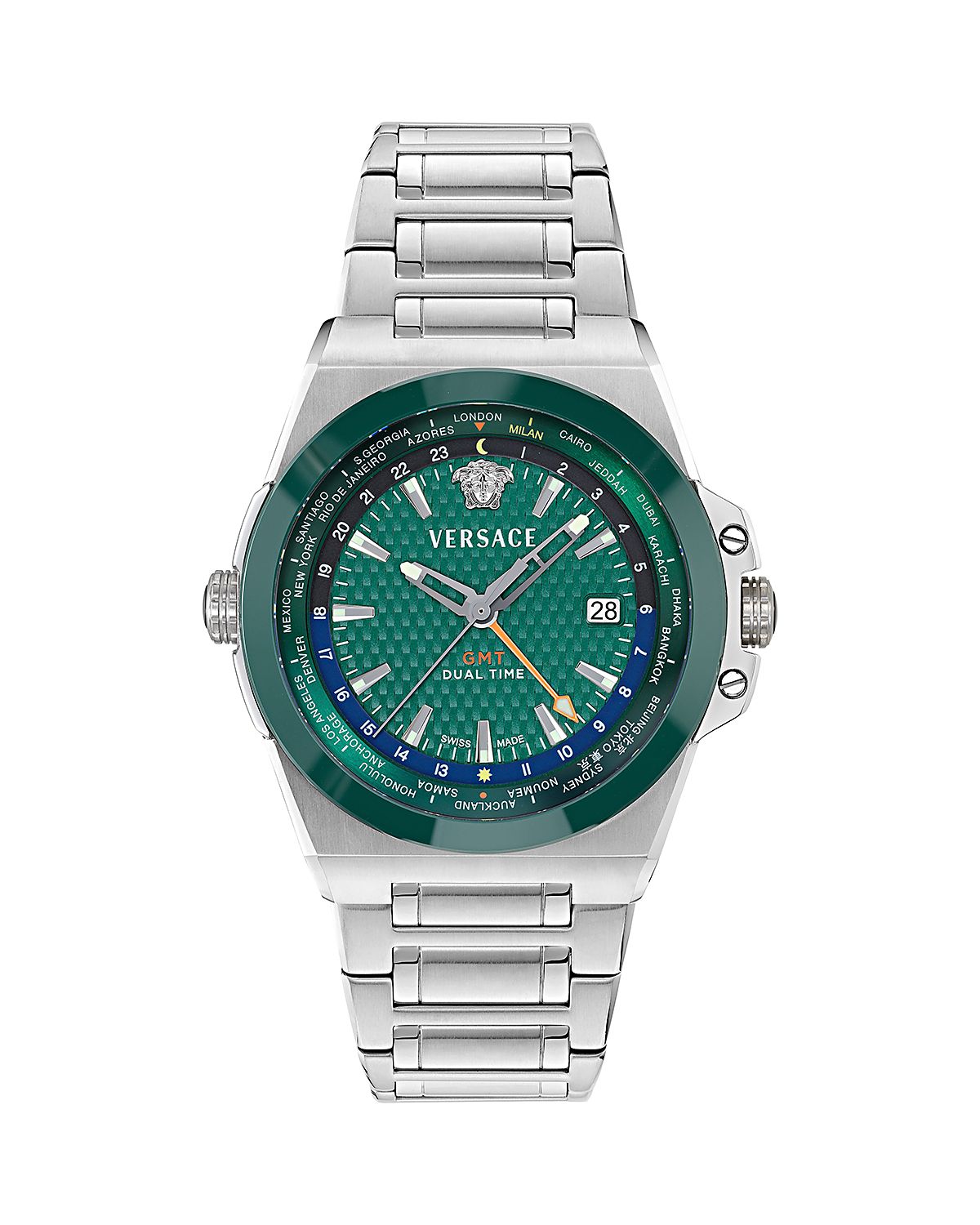 Versace Greca Reaction Gmt Bracelet Watch, 41mm