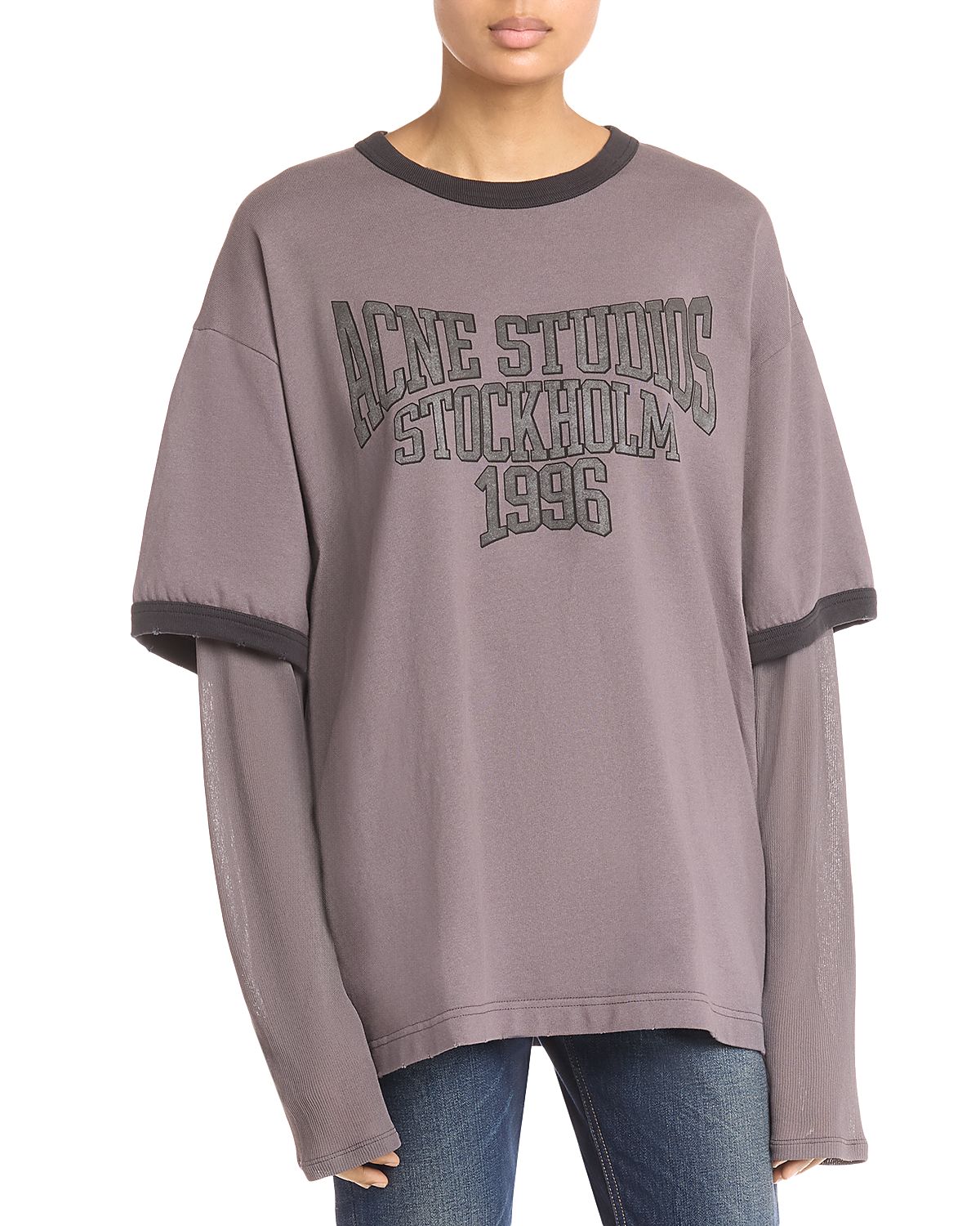 Acne Studios Layered Look Long Sleeve Logo Tee