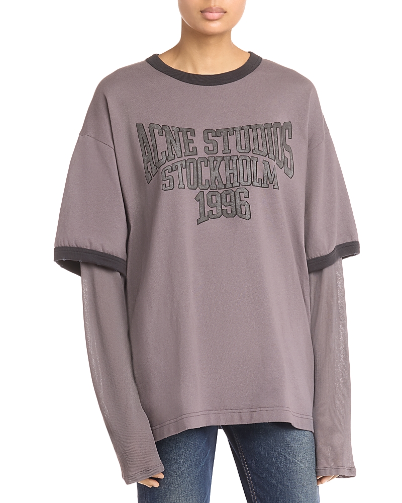 Acne Studios Layered Look Long Sleeve Logo Tee