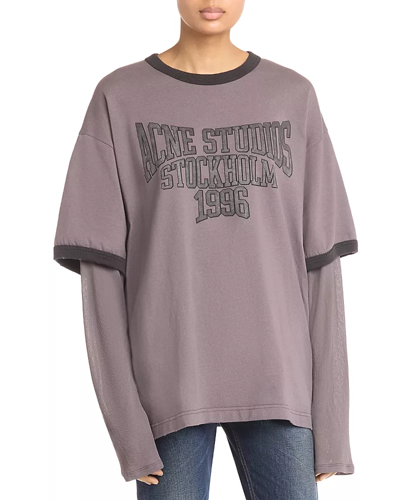 Acne Studios Layered Look Long Sleeve Logo Tee