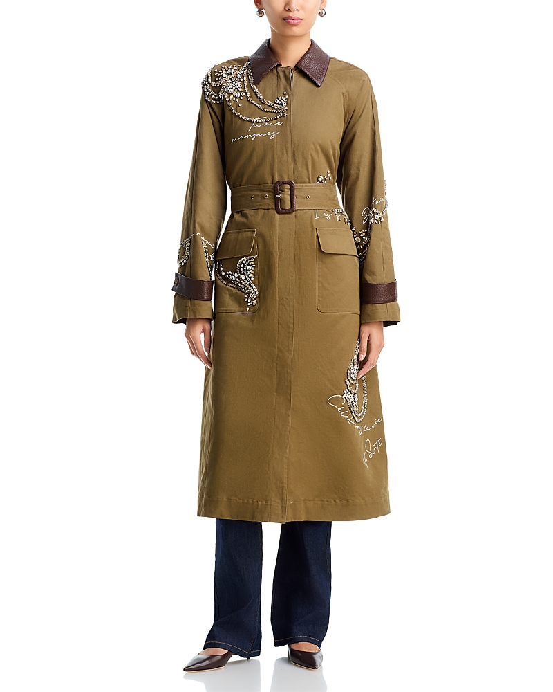 Cinq a Sept Almina Cotton Blend Embellished Coat