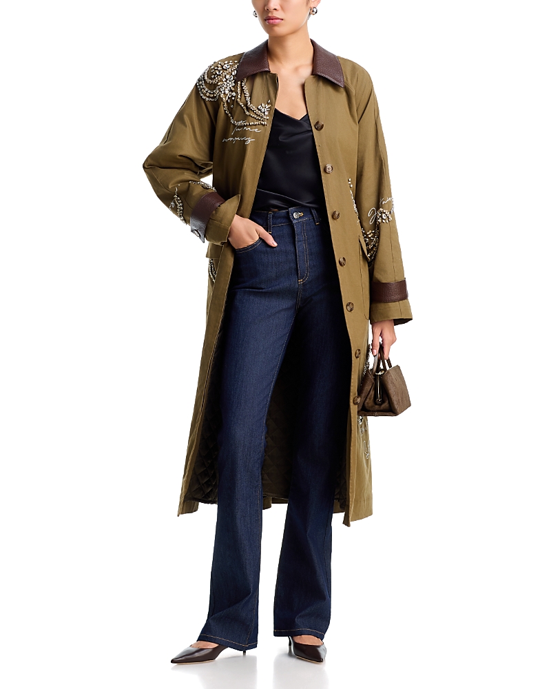 Cinq a Sept Almina Cotton Blend Embellished Coat