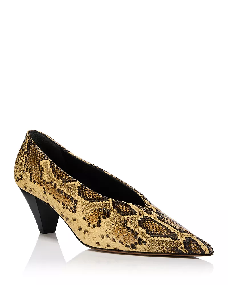 Mansur Gavriel Women's Kiki Heel Snake Embossed Pumps
