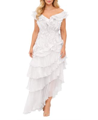 Asymmetric Tiered Ruffle Dress