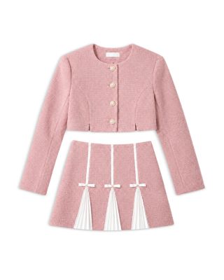 Girls' Leah Pink Tweed Two Piece Set - Big Kid