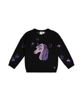 Girls' Intarsia Sequin Star Knitted Sweater - Little Kid