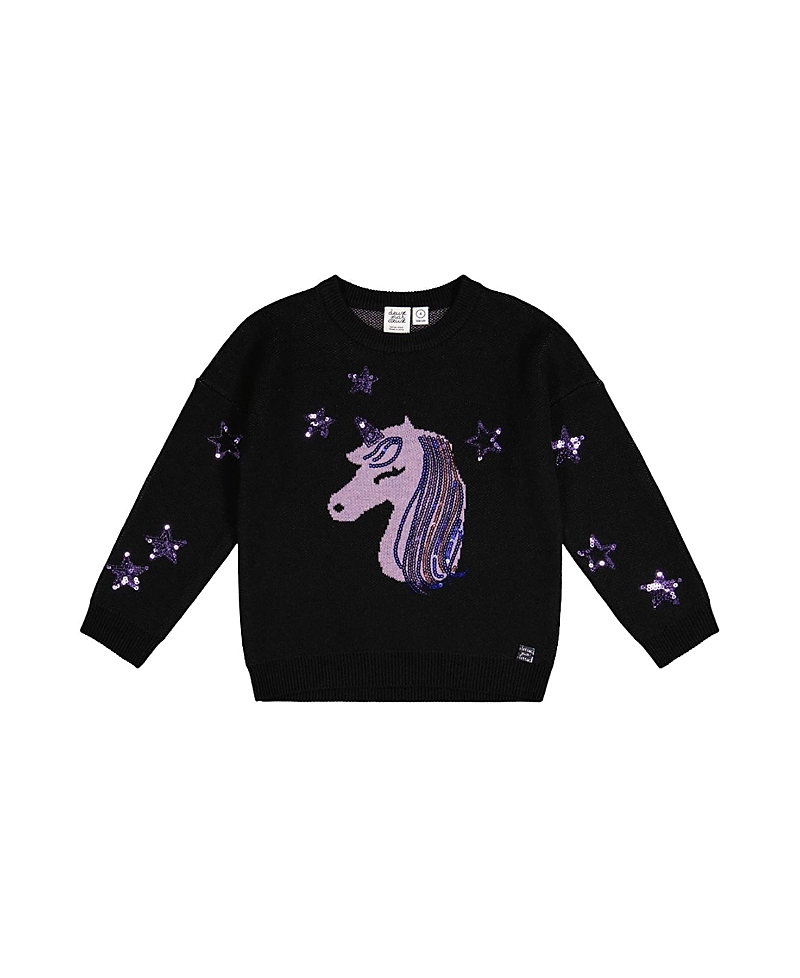 Deux par Deux Girls' Intarsia Sequin Star Knitted Sweater - Little Kid