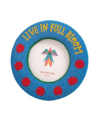  Dadri Round Decorative Beaded Wood Frame Bloom, 7"