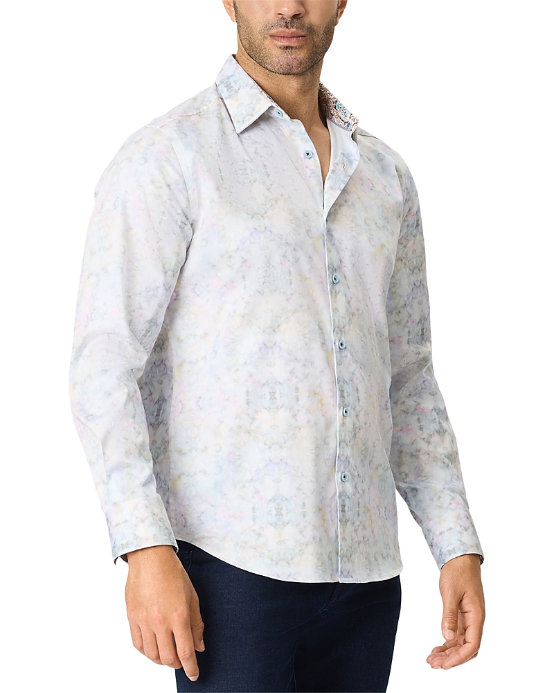 Robert Graham Dewitt Slim Fit Hazy Pattern Cotton Blend Woven Shirt