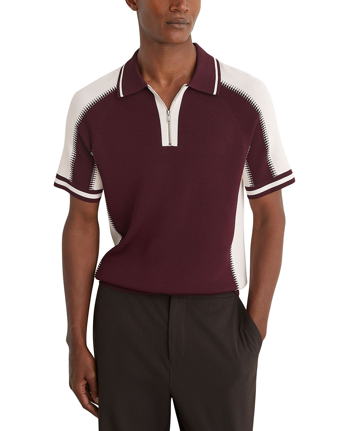 Reiss Elmers Half Zip Knit Polo Shirt