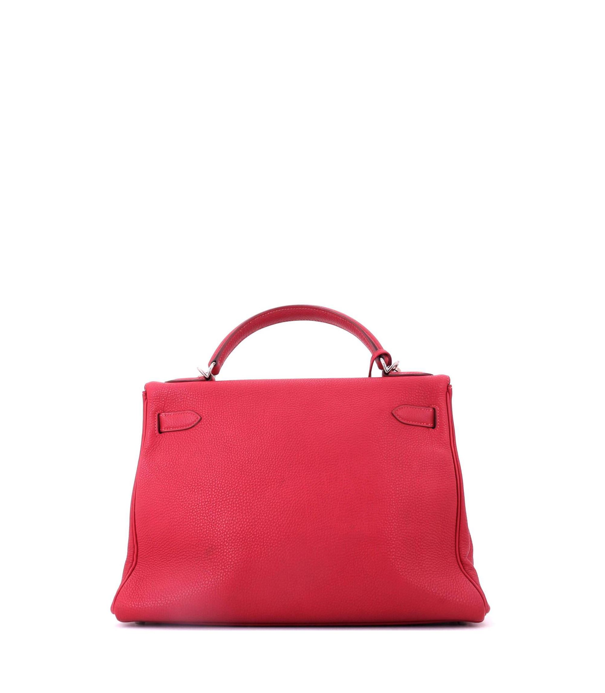 Kelly 32 Handbag Red Togo with Palladium Hardware — Image 4