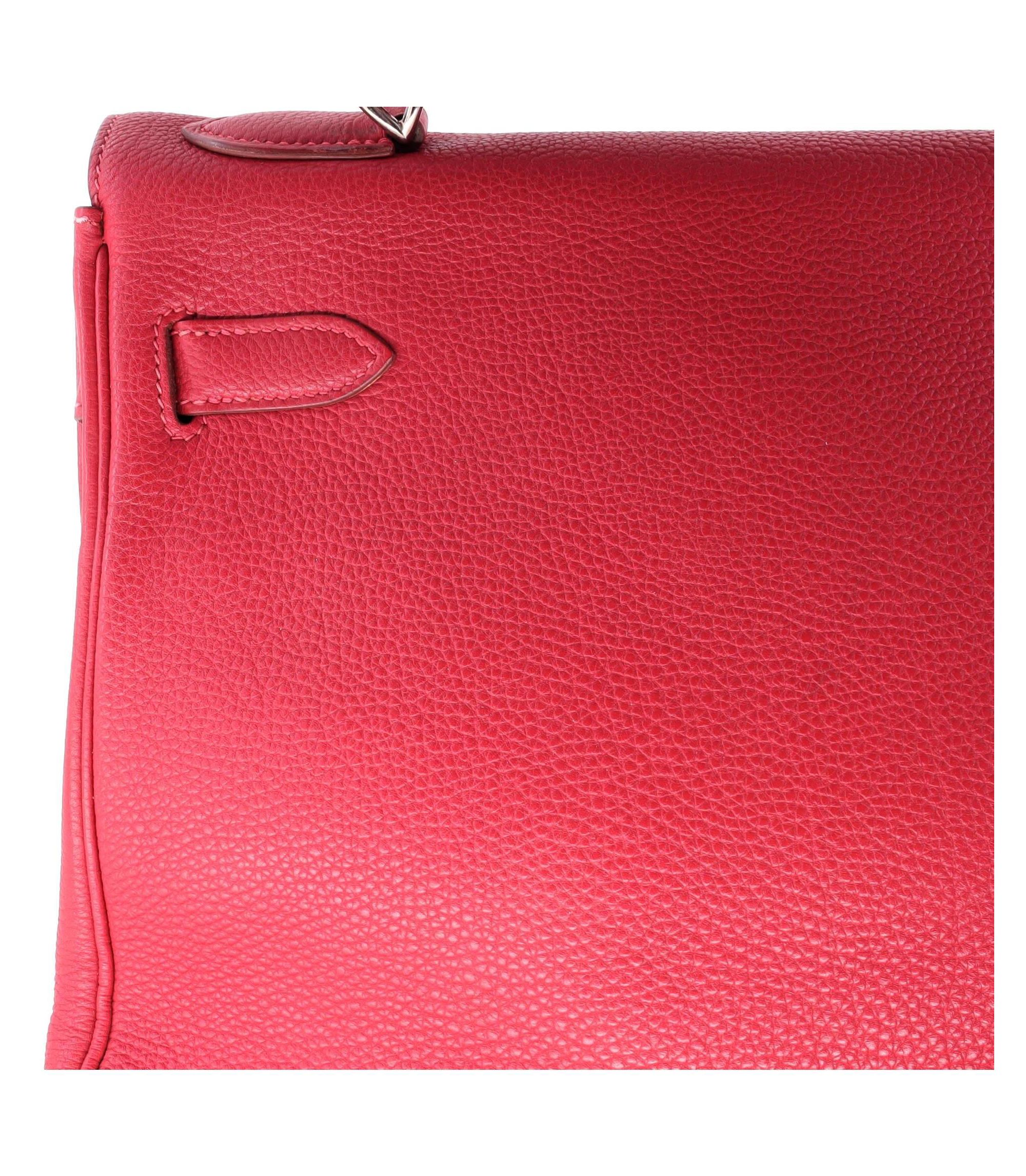 Kelly 32 Handbag Red Togo with Palladium Hardware — Image 8